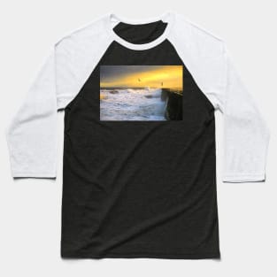 Tynemouth Pier storm in the style of Cezanne Baseball T-Shirt